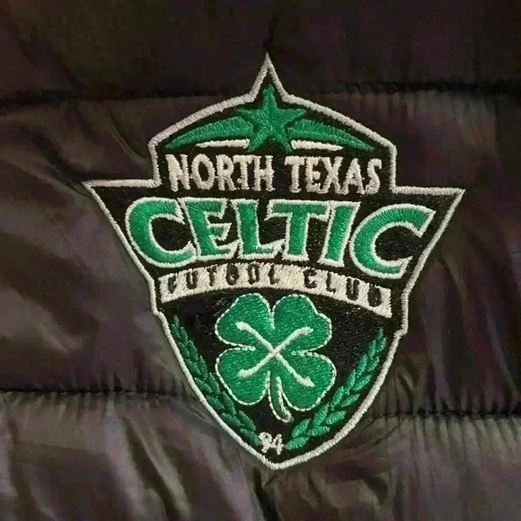 North Texas Celtics Futbol Club Puffer Quilted Zip Vest Black Size M NEW NWT - Picture 3 of 12
